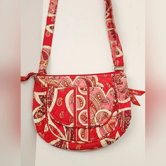 Vera Bradley Handbags - Vera Bradley Classic Womens Cherry Red Shoulder Crossbody Paisley Bag Purse